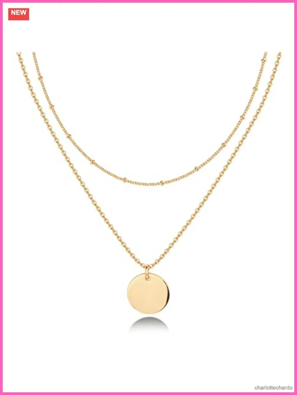 14K Gold Plated Layered Coin Pendant Necklace Women Hypoallergenic Gift